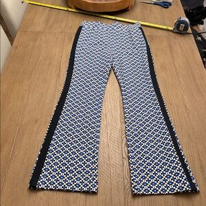 Maeve Geometric Blue and White Wide Leg Pants